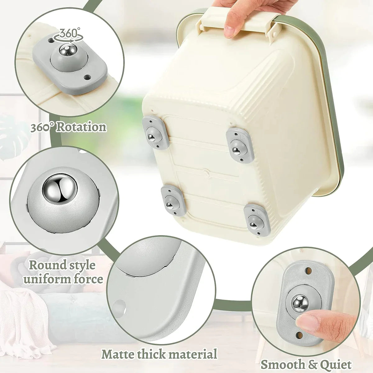 360Â° Adhesive Mini Swivel Wheels